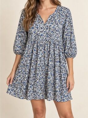 Grace Holiday Floral Tunic Mini Dress Sz. M